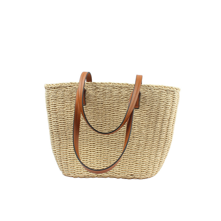 Natural straw bag with elegant leather handles Stornfield