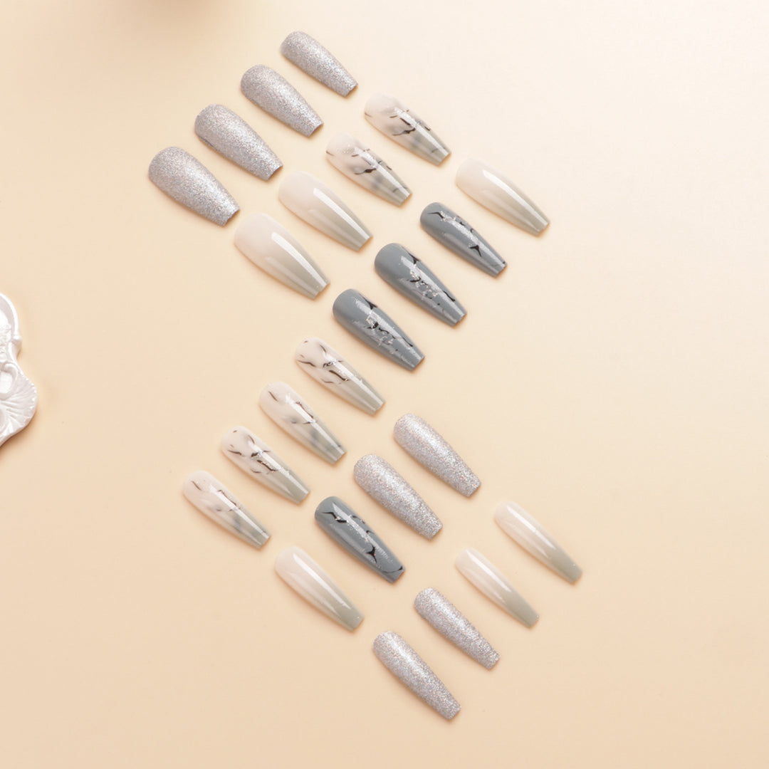 Artistic Marble Effect Press-On Nail Set Stornfield