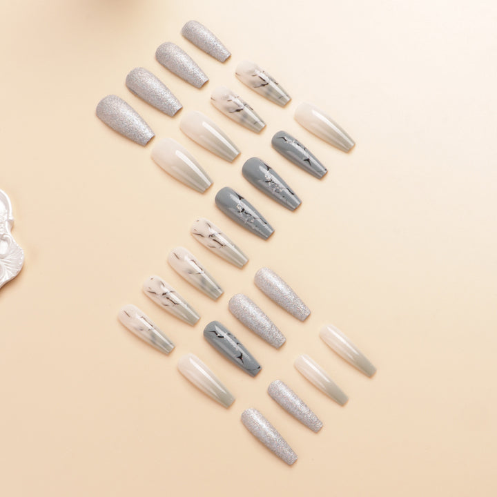 Artistic Marble Effect Press-On Nail Set Stornfield