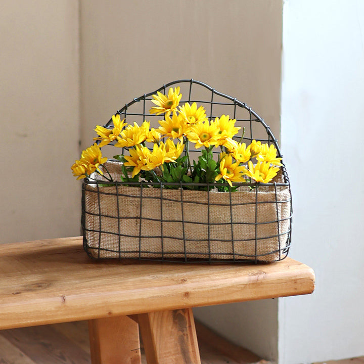 Decorative wire basket with jute bag Stornfield