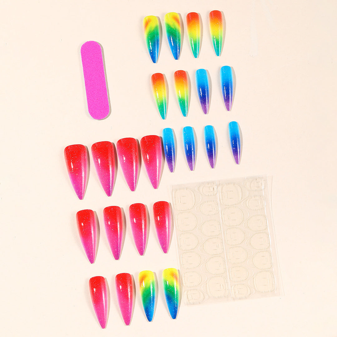 Stiletto Rainbow Ombre Nail Art Extensions Stornfield
