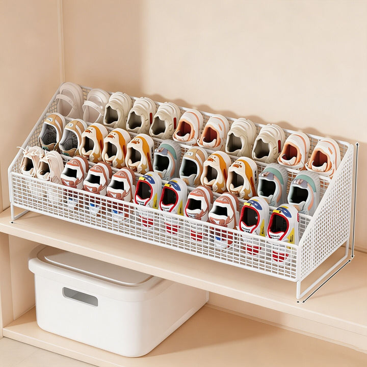 Angled Tiered Mesh Countertop Shoe and Slipper Organizer