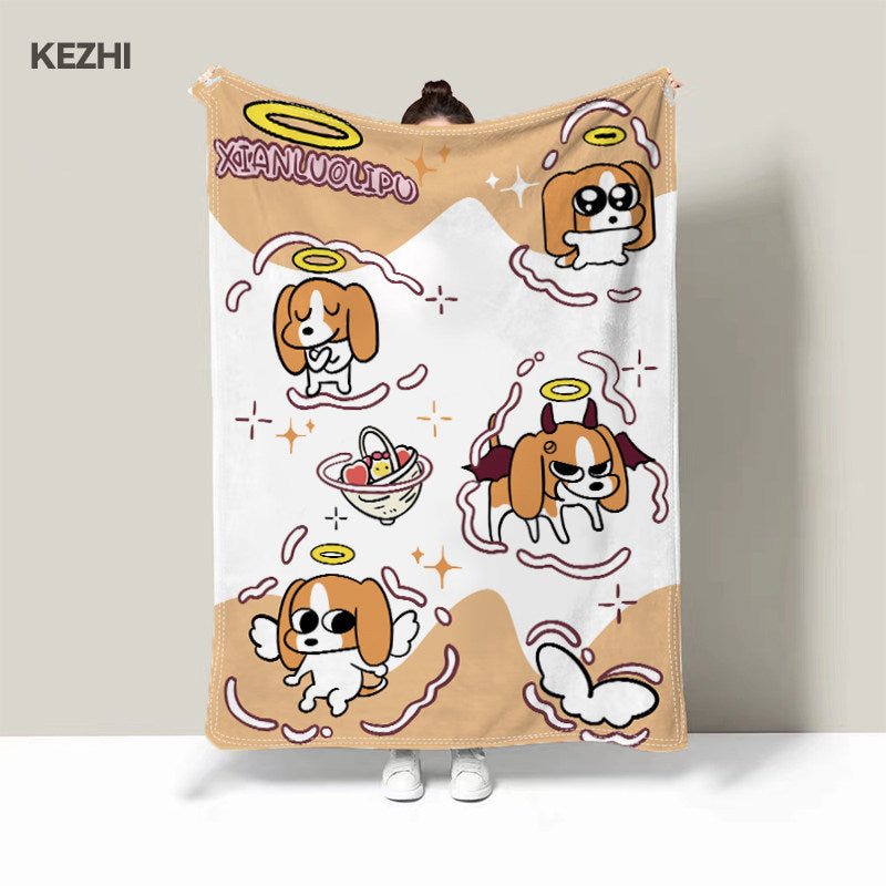 Cute Cartoon Dog-Themed Fleece Blanket