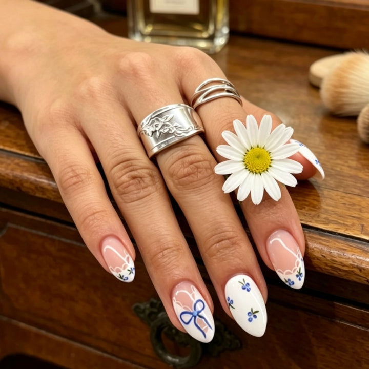 Artistic Heart-Embellished Press-On Nails Stornfield