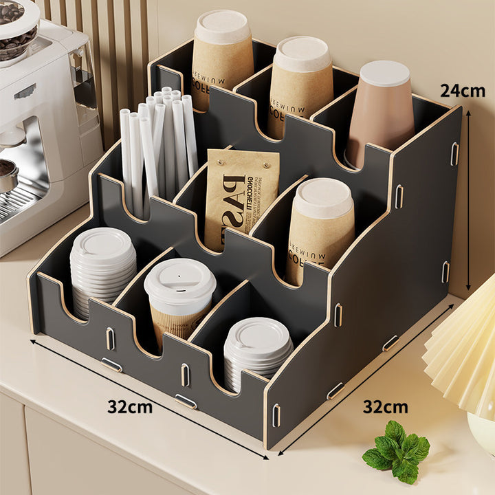 Multi-Tier Countertop Coffee Station Organizer with Modular Dividers