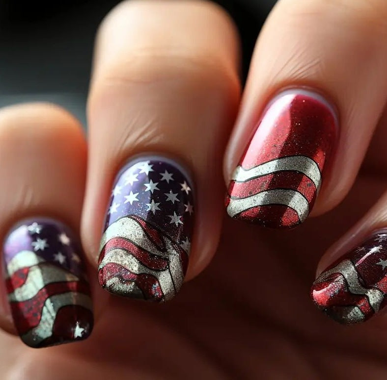 Patriotic Glitter Gel Nail Art Stornfield