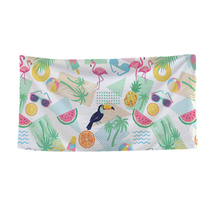 Large Microfiber Quick-Dry Tropical Leaf Print Beach Towel