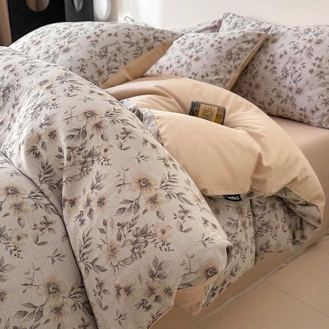Reversible Printed Duvet Cover Set with Sateen-Feel Pillowcases