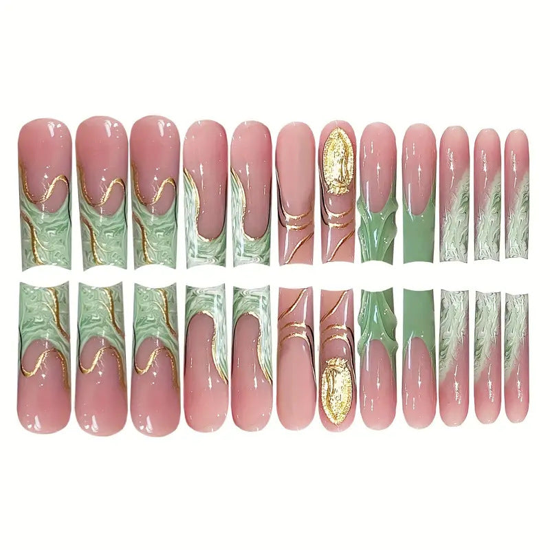 Luxe Marbled Press-On Nail Art Stornfield