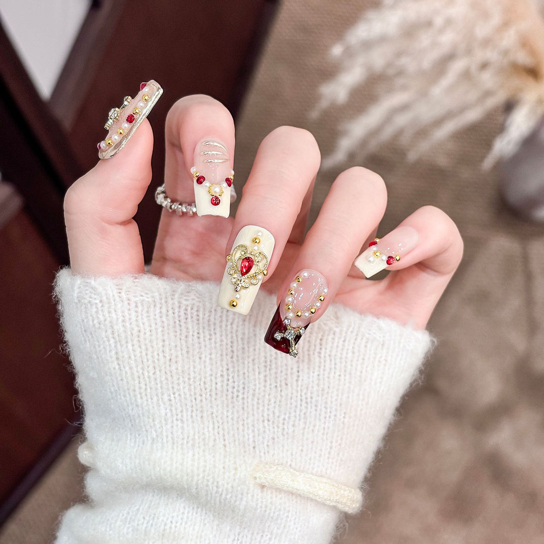 Elegant Decorative Press-On Nail Set