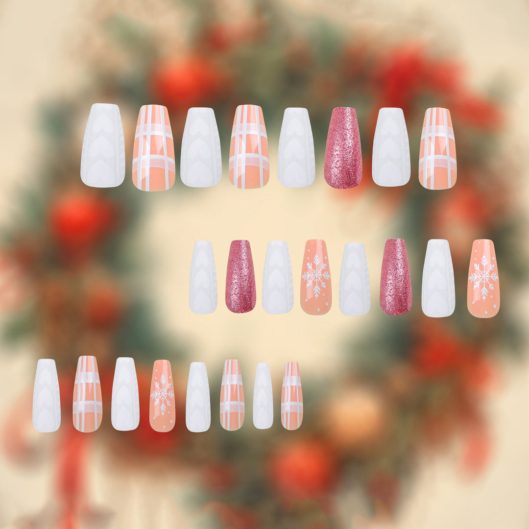 Artful Nail Extensions with Festive Glitter Design Stornfield