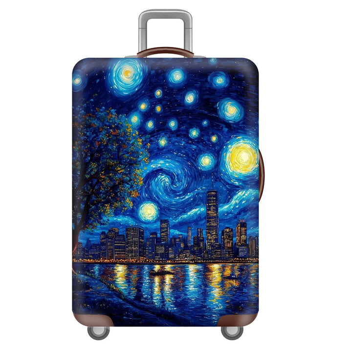 Unisex nano elastic suitcase cover with starry sky city motif, stretch protective cover for trolley luggage Stornfield