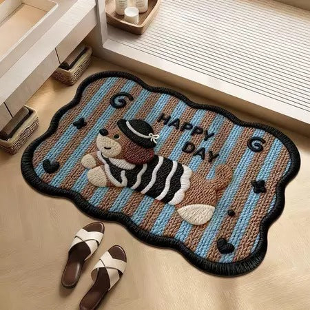 Cartoon Rabbit-Themed Bath Mat
