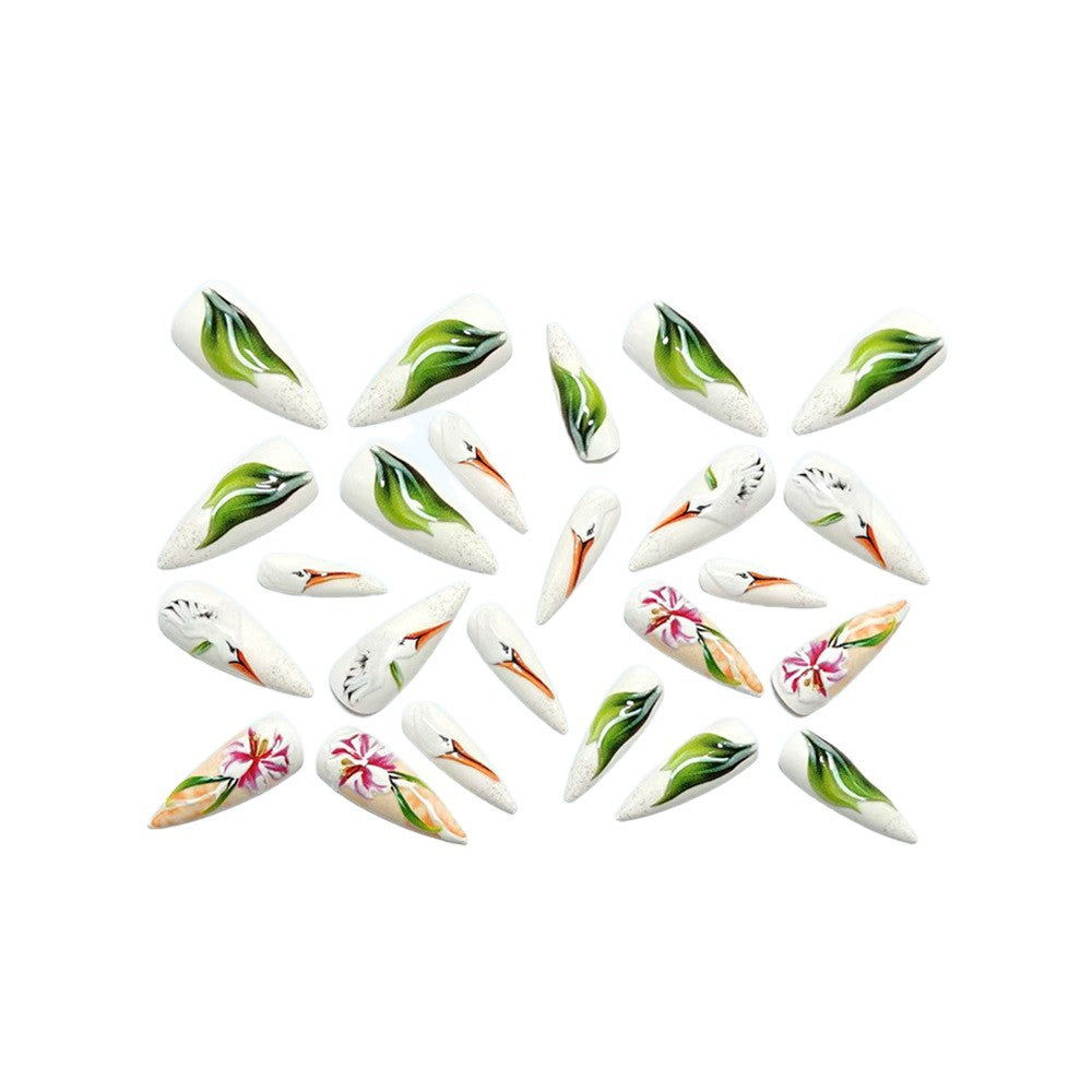 Artificial nails with floral and bird design Stornfield