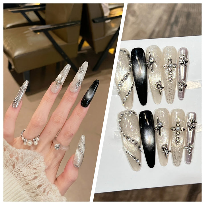 Artistic Stiletto Press-On Nail Set with Charming Patterns Stornfield