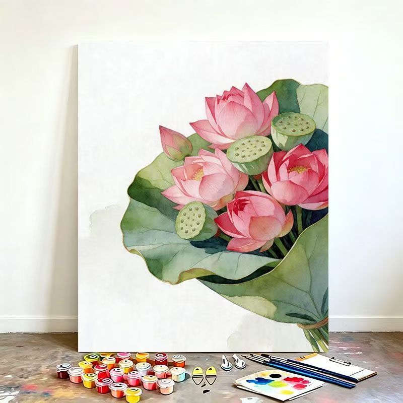 Watercolor Lotus Flower Canvas Art Kit Stornfield