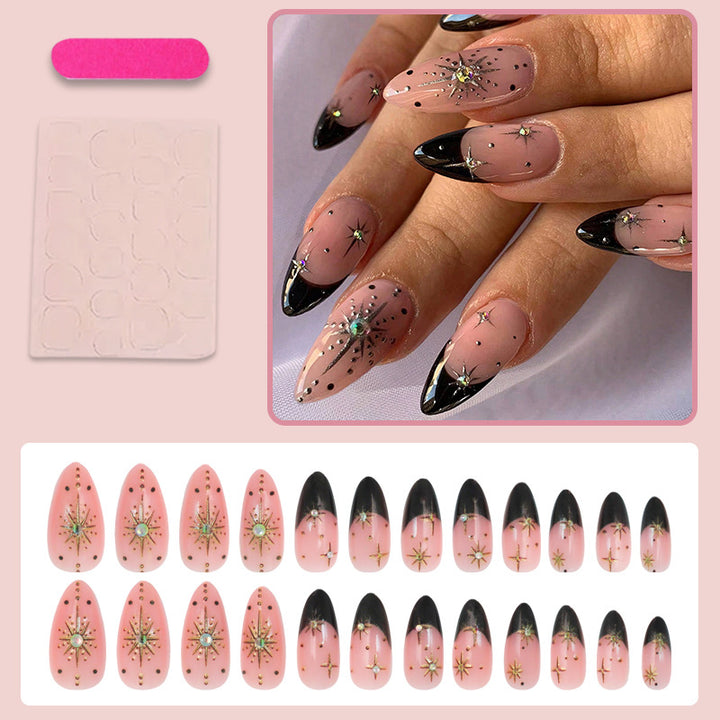 Artificial nail set with elegant 3D stars and glitter accents Stornfield