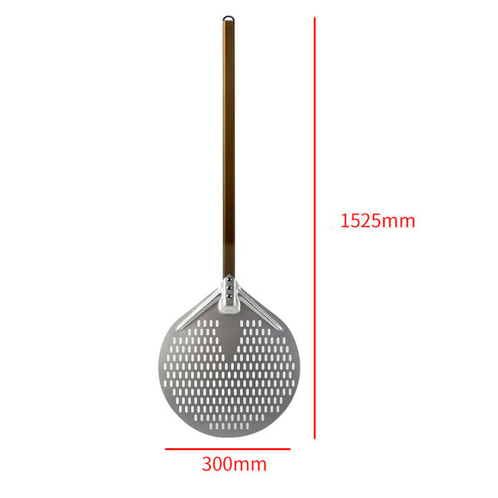 long wooden handled round aluminum pizza peel with reinforced neck Stornfield