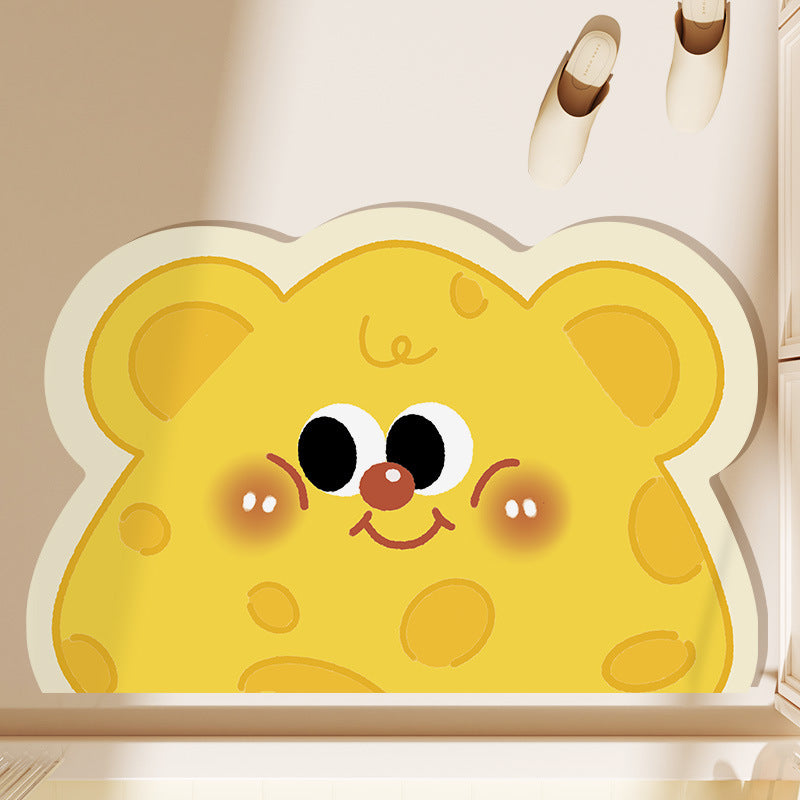 Cute Cartoon Cheese-Shaped Bath Mat