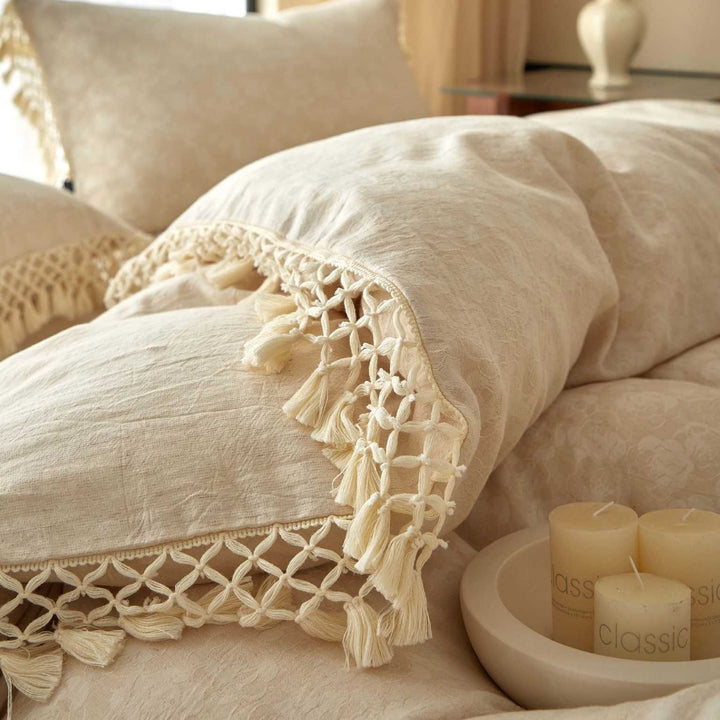 Luxury Fringed Jacquard Duvet Cover Set