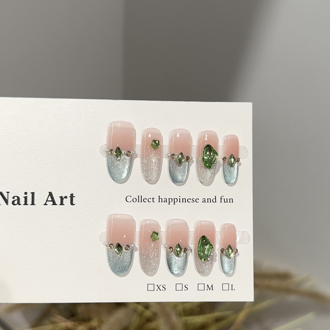Luxury Crystal-Embellished Press-On Nail Art