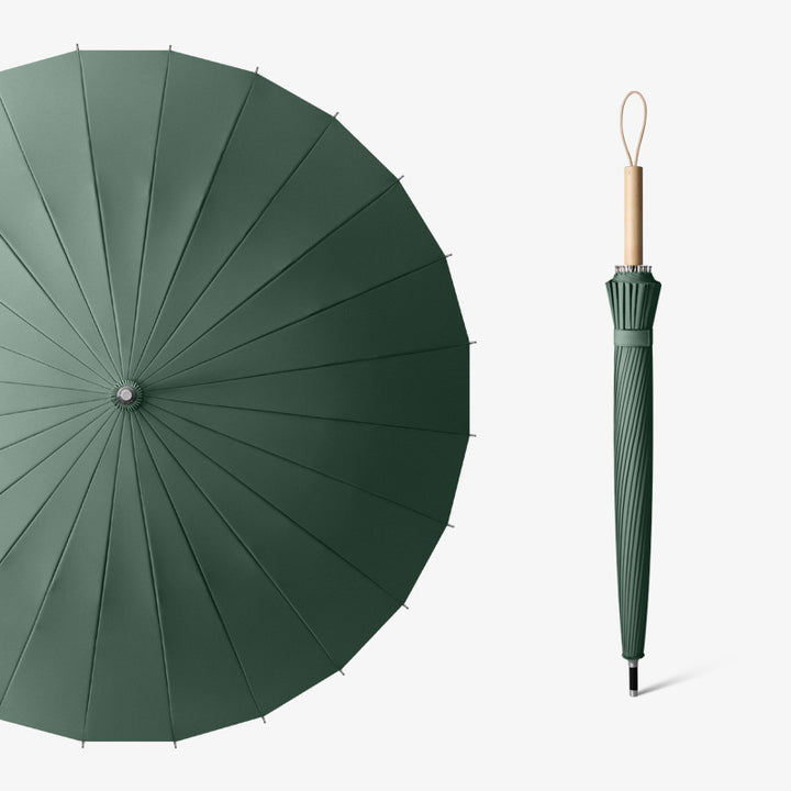 Ladies elegant folding umbrella with ergonomic wooden handle Stornfield
