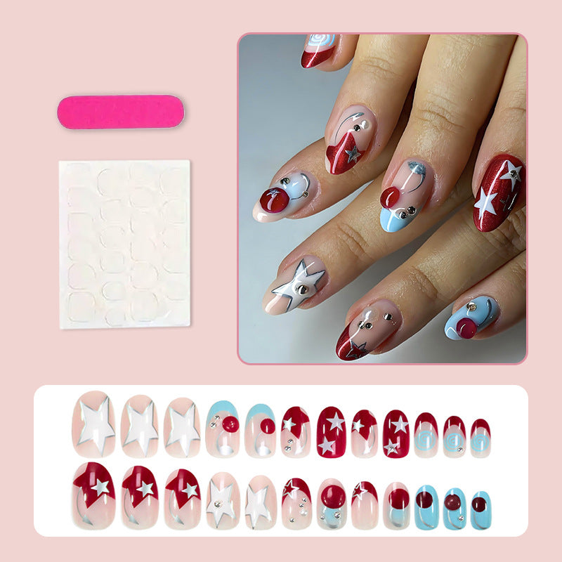 Acrylic nail set with stylish star and fruit motifs Stornfield
