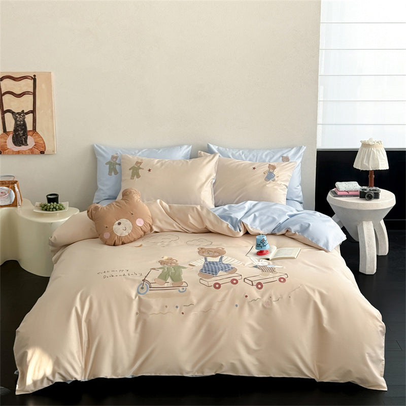 Children's Cartoon Teddy Duvet Cover Bedding Set