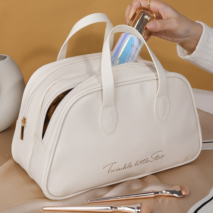 Cosmetic Organizer Bag With Double Zipper And Elegant Carry Handle Stornfield