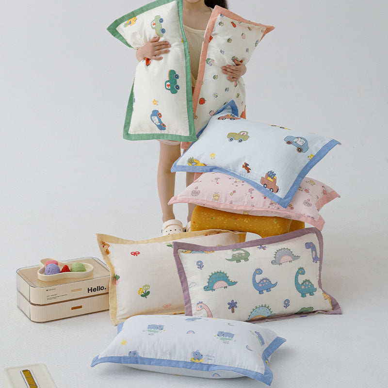 Decorative Cotton Muslin Dinosaur Pillow Cover