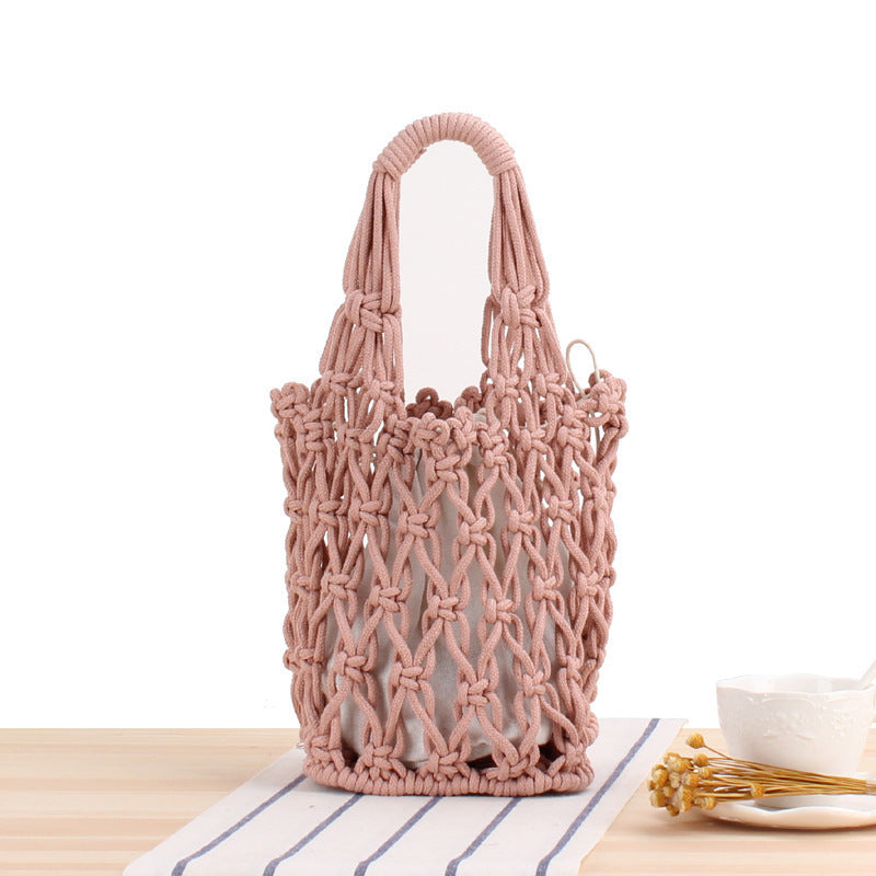 Macrame Tote Bag with Modern Mesh Design Stornfield