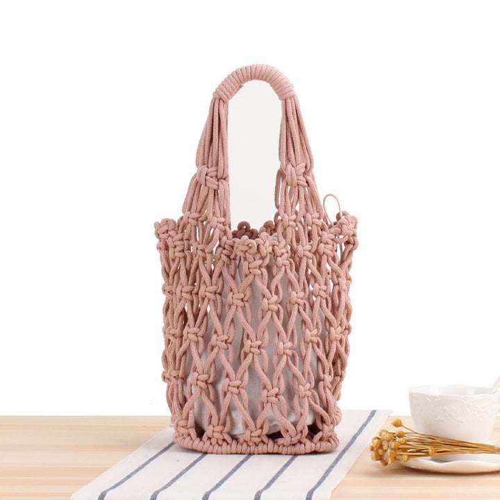 Macrame Tote Bag with Modern Mesh Design Stornfield
