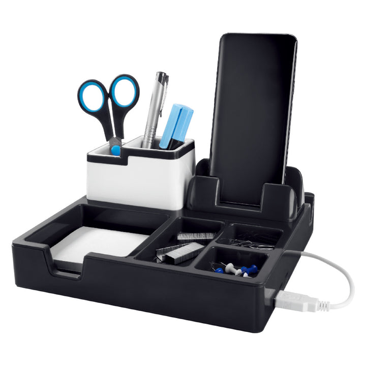 Multifunctional desk organizer with USB charging port Stornfield