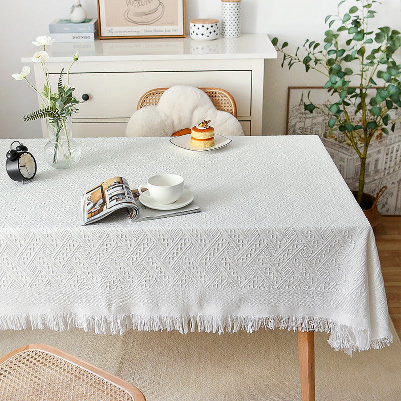 Stornfield | Modern Waffle Tablecloth, Knitted Lace Fabric Coffee Cloth, Round Tablecloth, Rectangular Tablecloth