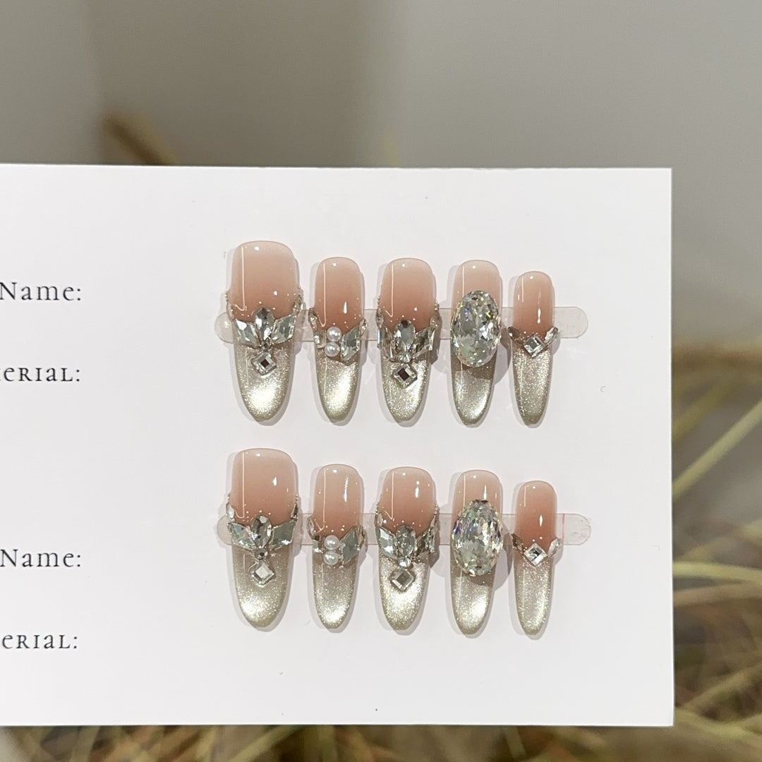 Sparkling Rhinestone-Embellished Press-On Nail Set