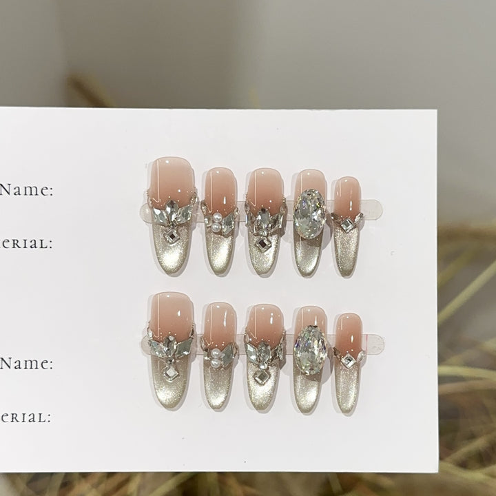 Sparkling Rhinestone-Embellished Press-On Nail Set