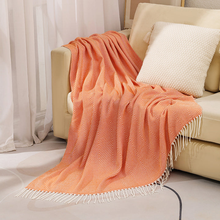 Textured Herringbone Throw Blanket