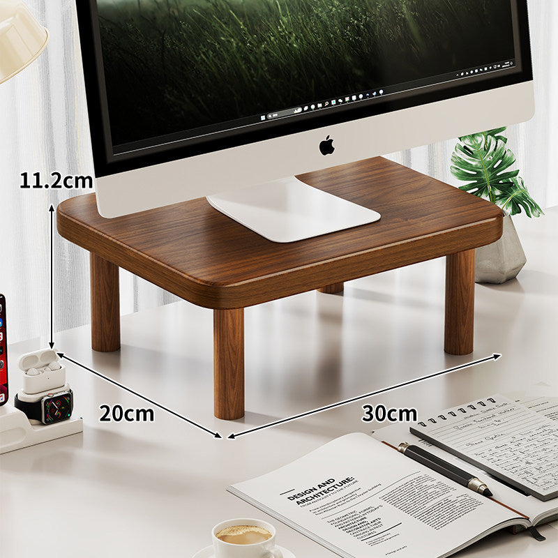 Compact Solid Wood Monitor Riser Stand with Four Round Legs