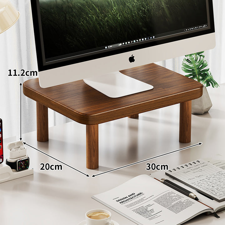 Compact Solid Wood Monitor Riser Stand with Four Round Legs
