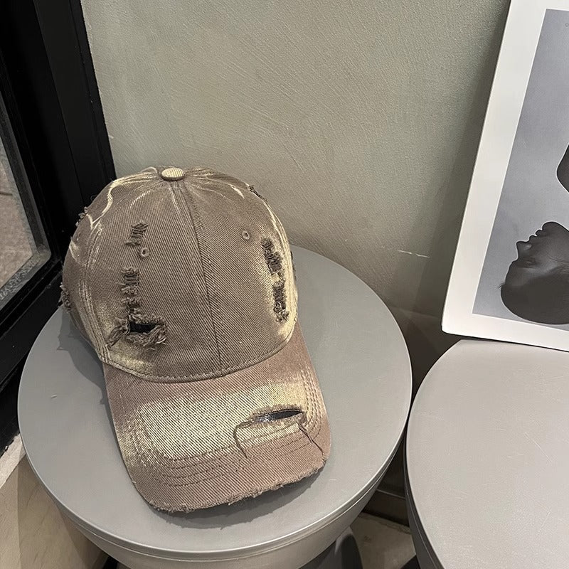 Women's Distressed Black Denim Baseball Cap Stornfield