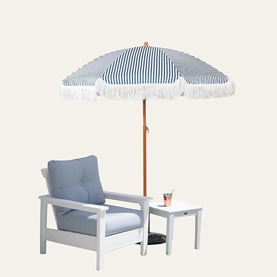 Women's sun umbrella with tassels and striped design Stornfield