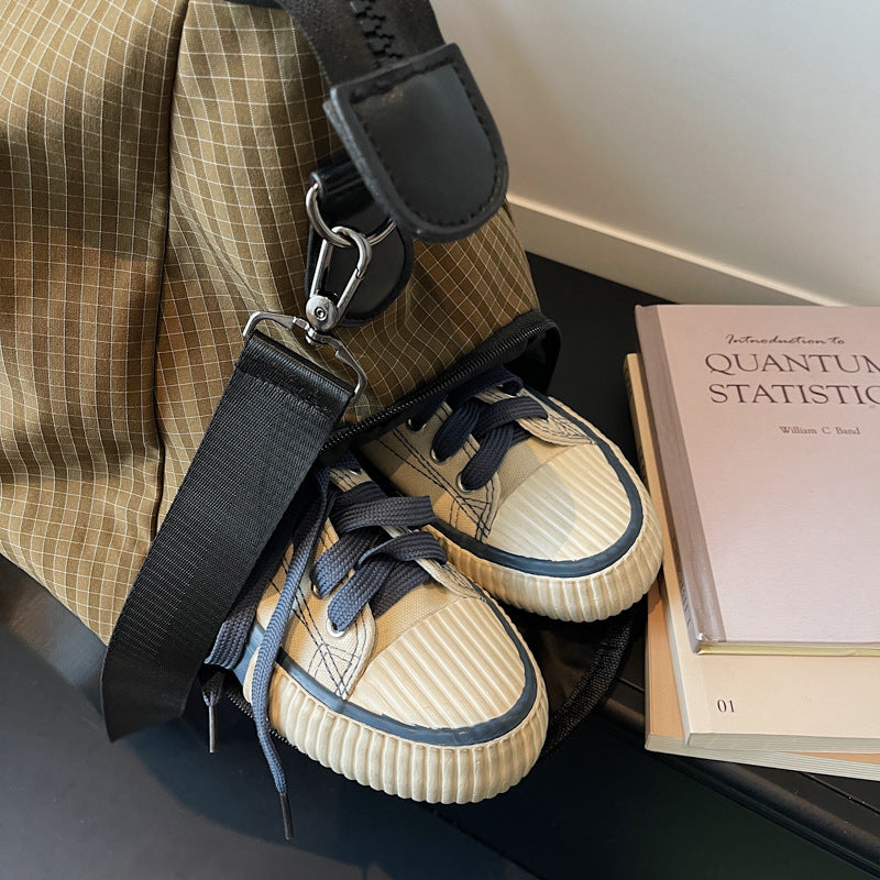 Sporty Travel Bag With Stylish Checkered Pattern Stornfield