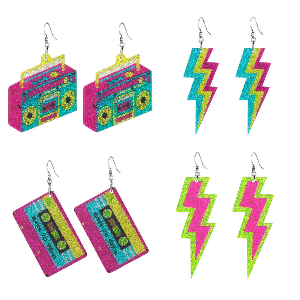 Glittery Lightning Bolt Dangle Earrings Stornfield
