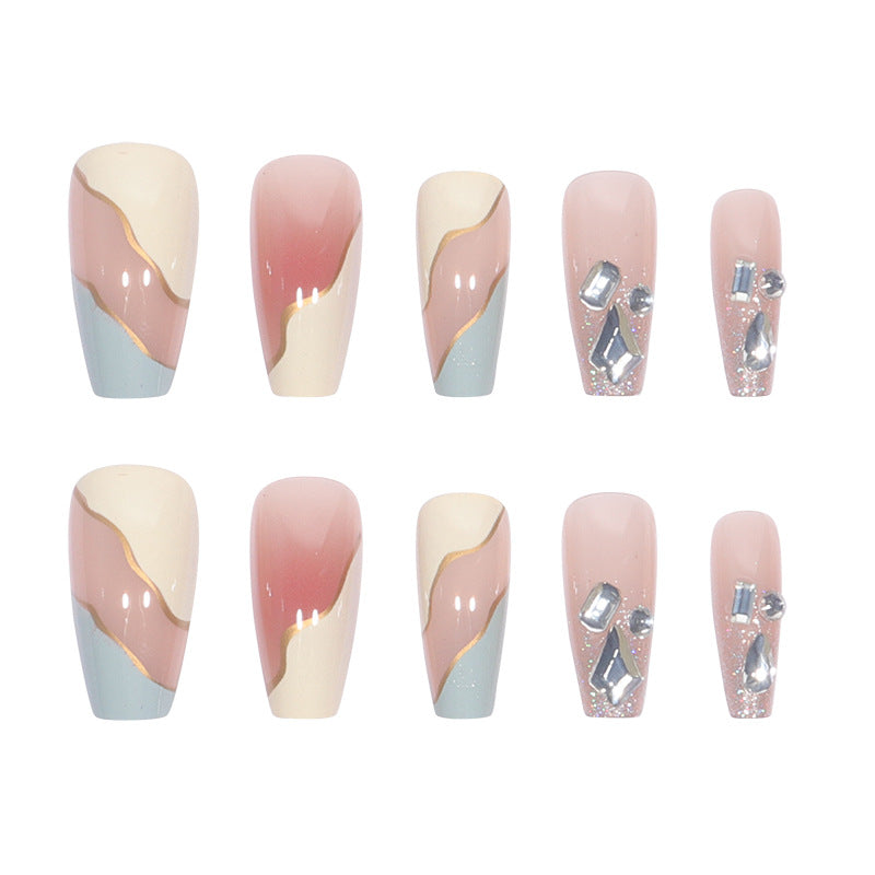 Elegant Stiletto Press-On Nail Art with Geometric Design Stornfield