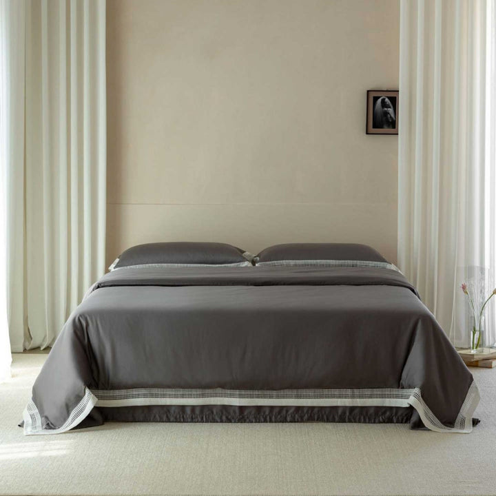 Luxury Cotton Sateen Duvet Cover Set with Hemstitch Border