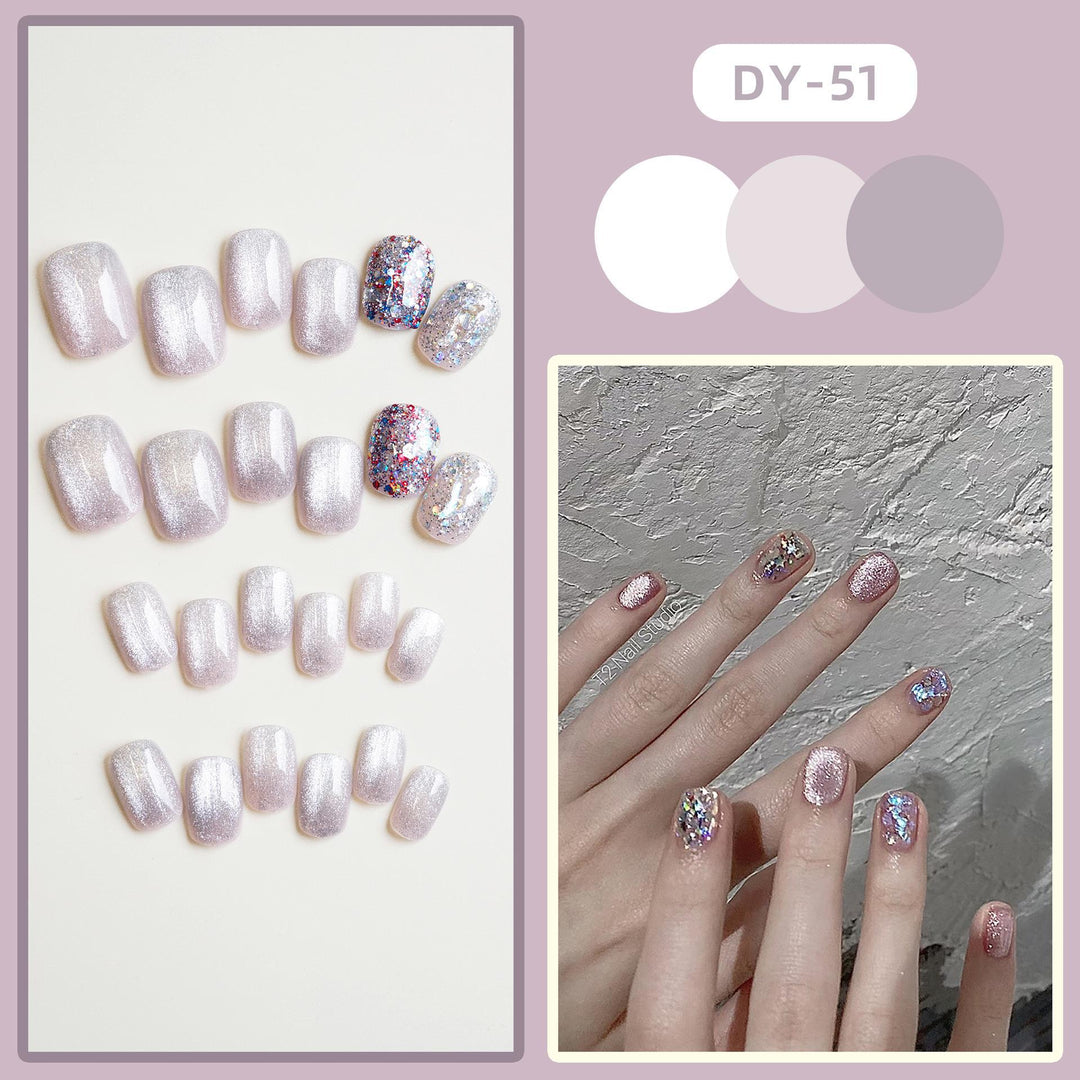 Glittery Press-On Nail Set with Artistic Foil Design Stornfield