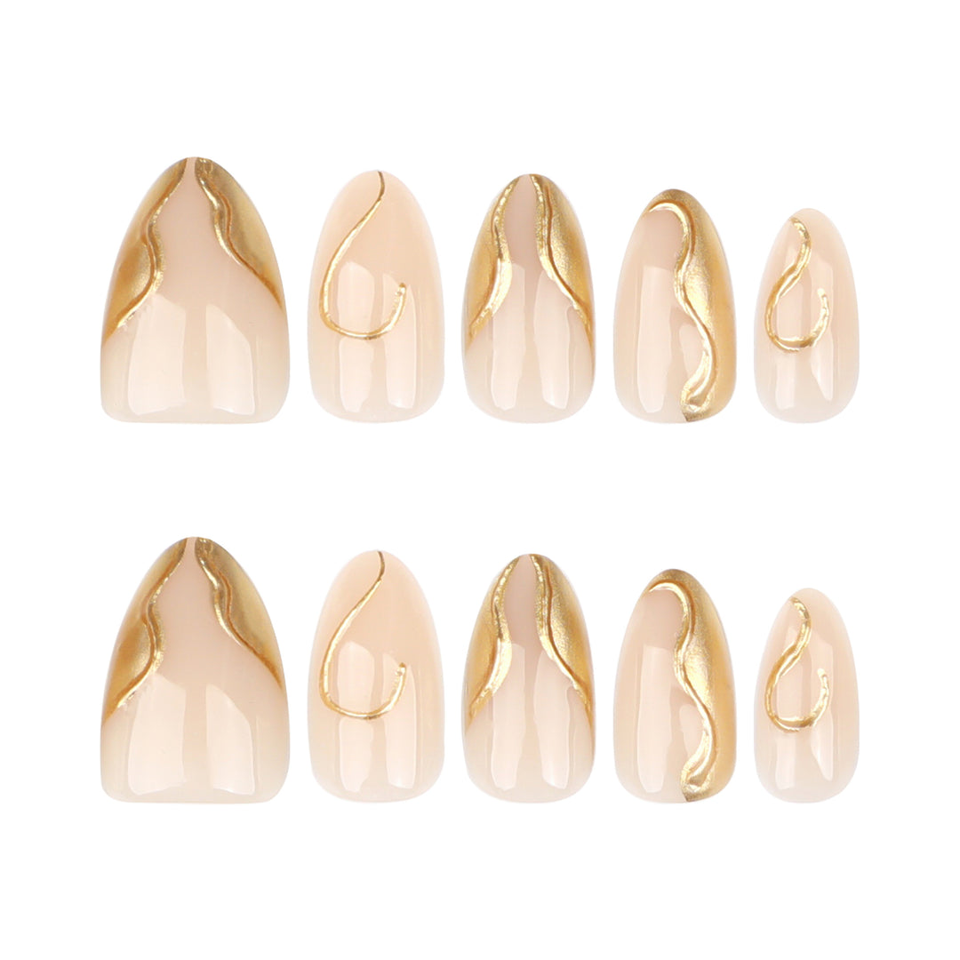 Artistic Stiletto Nails with Elegant Gold Accents Stornfield