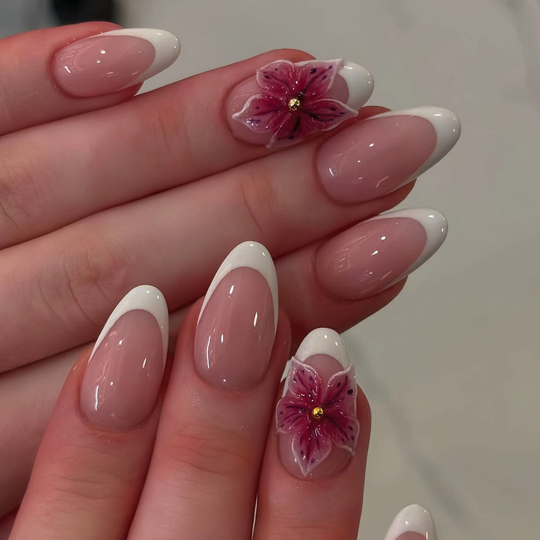 Elegant Floral Acrylic Nail Art Stornfield