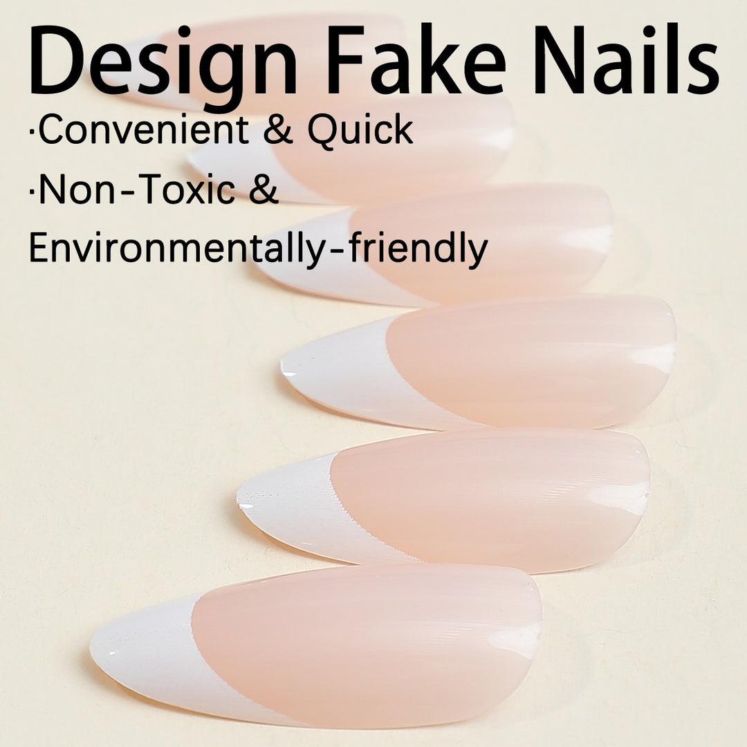Elegant artificial nail set with classic French tips Stornfield