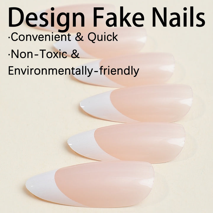 Elegant artificial nail set with classic French tips Stornfield